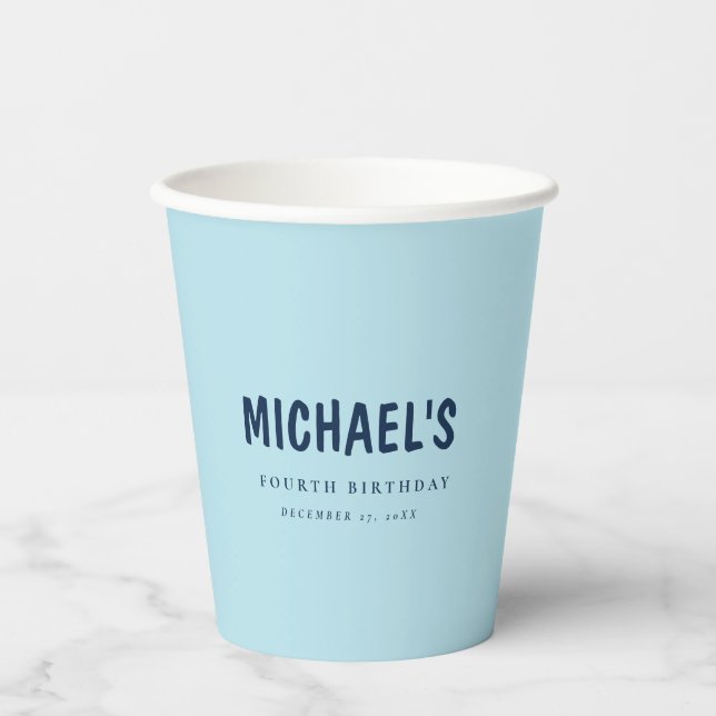 Blue Tennis Inspired Birthday Paper Cup (Front)