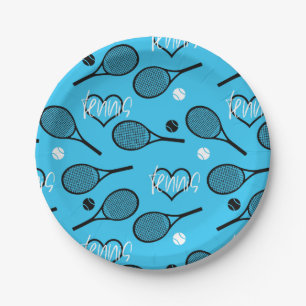 Blue Tennis Party, customisable Paper Plate