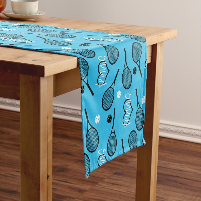 Blue Tennis Party, customisable Short Table Runner (In Situ)