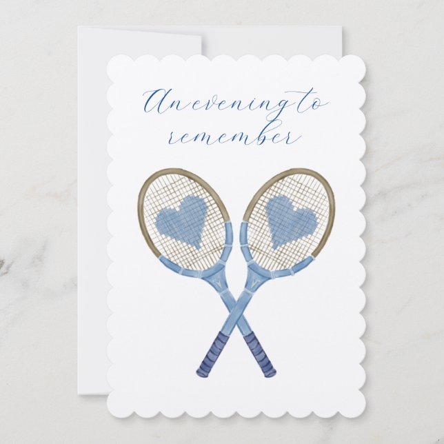 Blue Tennis Rackets With Hearts Invitation (Front)