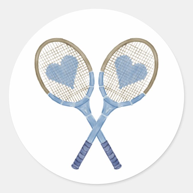 Blue Tennis Rackets With Hearts Stickers (Front)