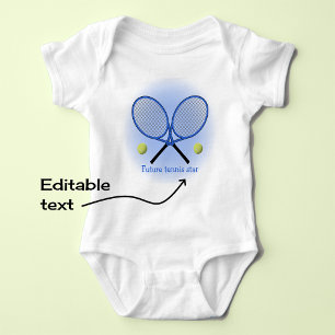 Blue tennis star add name or text baby bodysuit