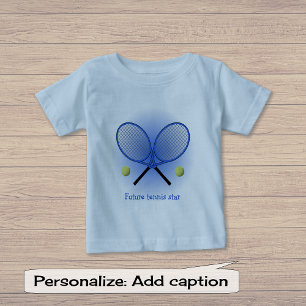 Blue tennis star add name or text baby T-Shirt