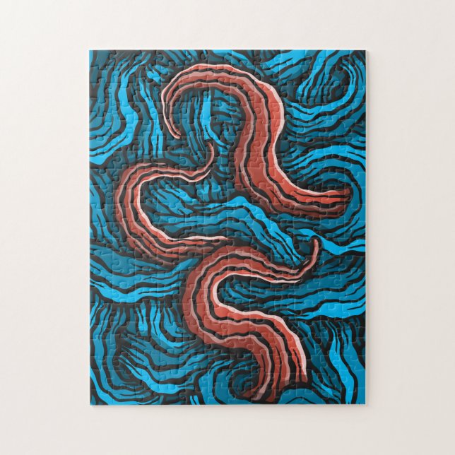 Blue Tentacles Jigsaw Puzzle (Vertical)