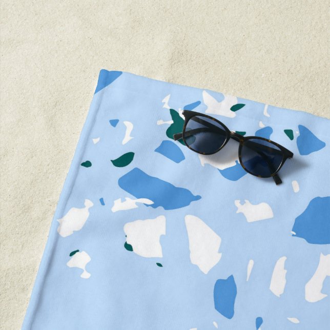Blue Terrazzo Pattern Beach Towel (In Situ)