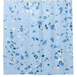 Blue Terrazzo Pattern Shower Curtain