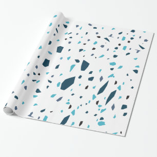 Blue Terrazzo Pieces Wrapping Paper