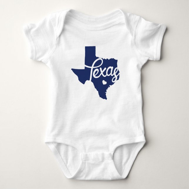 Blue Texas Heart Baby Bodysuit (Front)