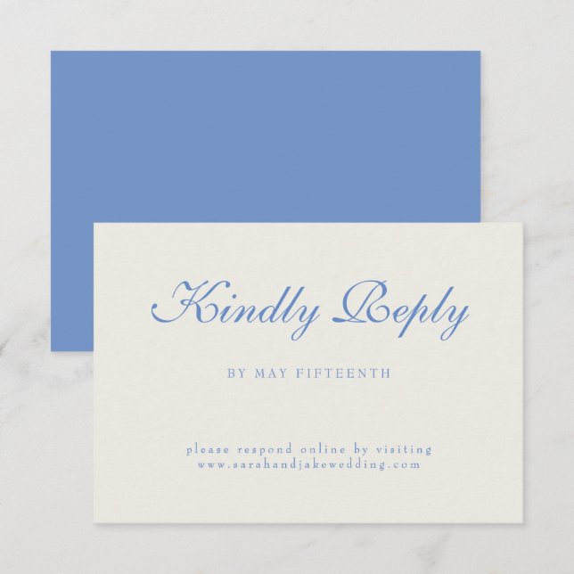 Blue Text Cream Wedding RSVP Card (Front/Back)