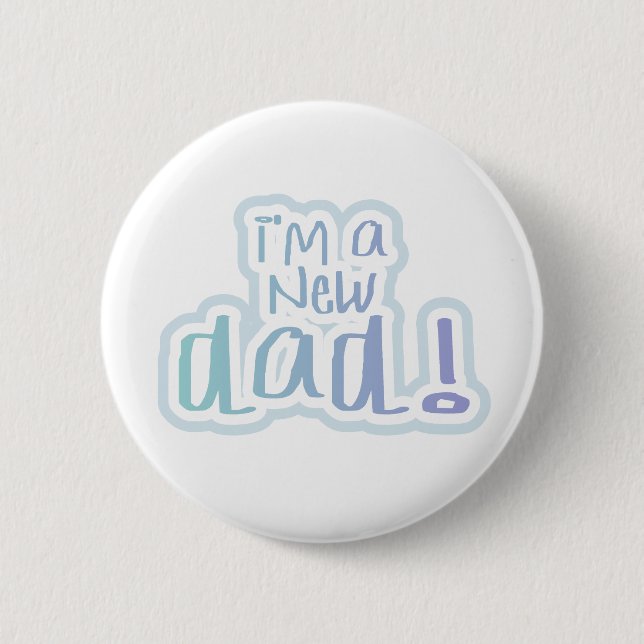 Blue Text I'm a New Dad 6 Cm Round Badge (Front)