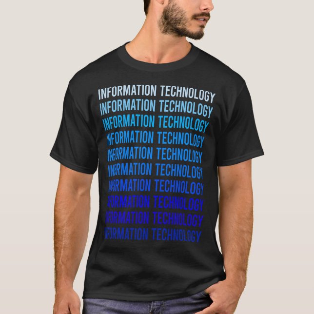 Blue Text Information Technology T-Shirt (Front)