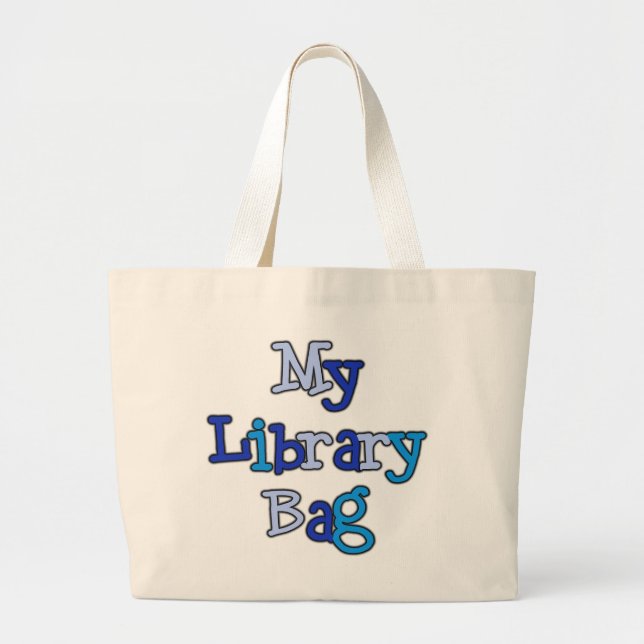 Blue Text Library Bag Tote Bag (Front)