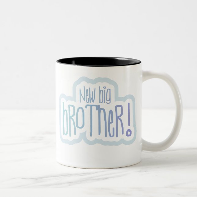 Blue Text New Big Brother Two-Tone Coffee Mug (Right)