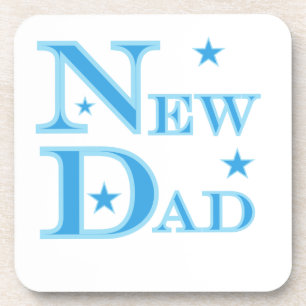 Blue Text New Dad Gifts Coaster