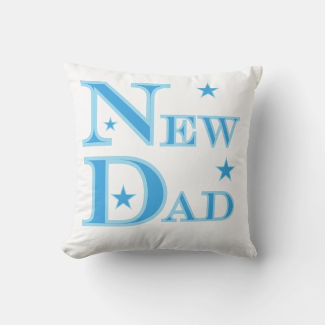 Blue Text New Dad Gifts Cushion (Front)