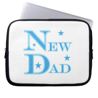 Blue Text New Dad Gifts Laptop Sleeve