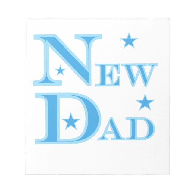 Blue Text New Dad Gifts Notepad (Front)