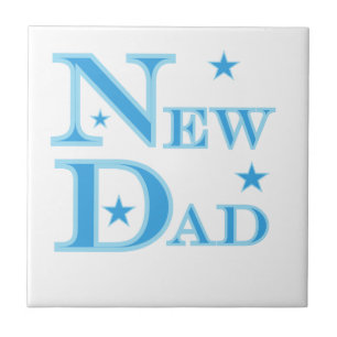 Blue Text New Dad Gifts Tile