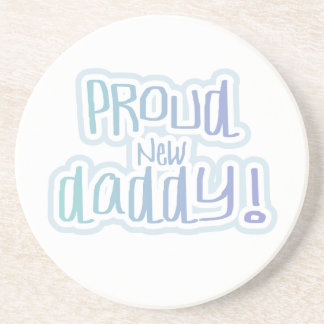 Blue Text Proud New Daddy Gifts Coaster