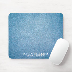 Blue Texture Leather Personalised Mouse Pad