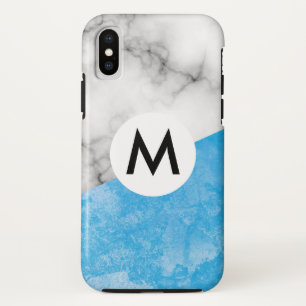 blue texture marble with monogram Case-Mate iPhone case
