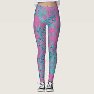 Blue texture on top of a pink solid colour. leggings