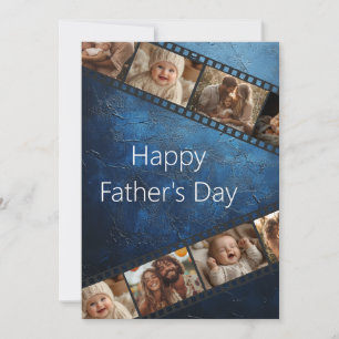 Blue Textured Film Strip Photo Father's Day Card