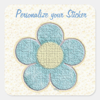 Blue Textured Flower Square Sticker