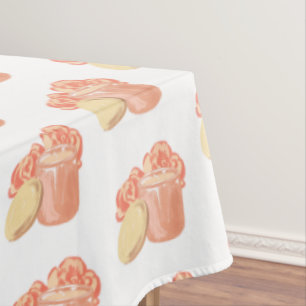 Blue Textured Hand-drawn Bridal Bouquet Tablecloth