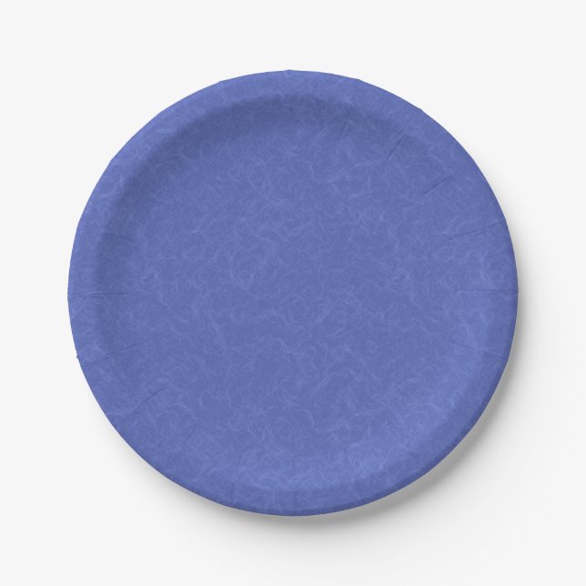 Blue textured pattern with swirling cloud paper plate (Front)