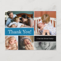 Blue Thank You and Introducing Second baby Photos
