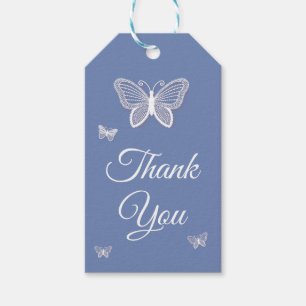 Blue Thank You Butterfly Cornflower Wedding Party Gift Tags