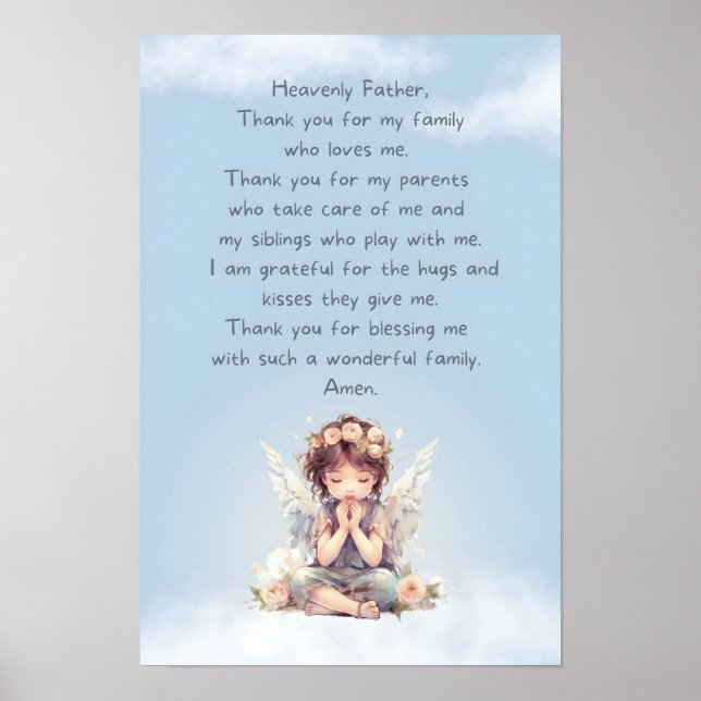 Blue Thank You Child Prayer Poster (Front)