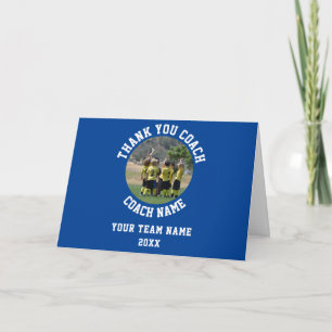 Blue Thank you Coach Card Team Name Photo