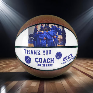 Blue Thank you Coach Sign Team Photo Basketball