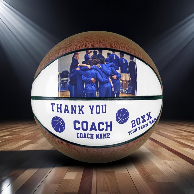 Blue Thank you Coach Sign Team Photo Basketball (Creator Uploaded)
