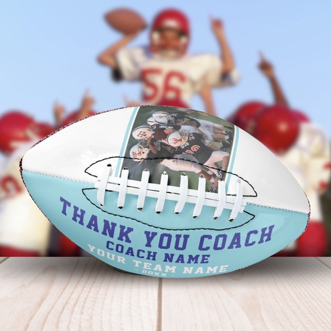 Blue Thank you Coach Team Name and Team Photo Football (Creator Uploaded)