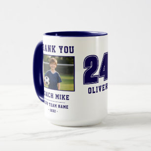 Blue Thank you Coach Team Name Number Photo Mug
