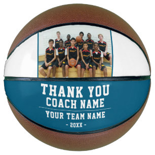 Blue Thank you Coach Team Name Photo Basketball
