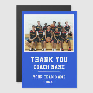 Blue Thank you Coach Team Name Photo Magnet