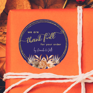 Blue Thanksgiving Business stickers for customers