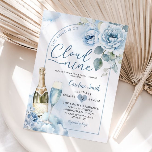 Blue The Bride is Cloud Nine Bridal Shower Invitation (Creator Uploaded)