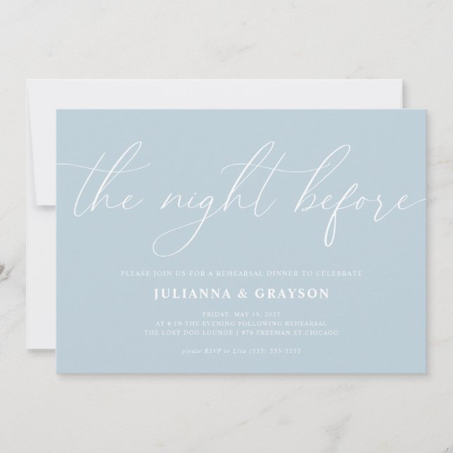 Blue The Night Before Wedding Rehearsal Dinner Invitation (Front)