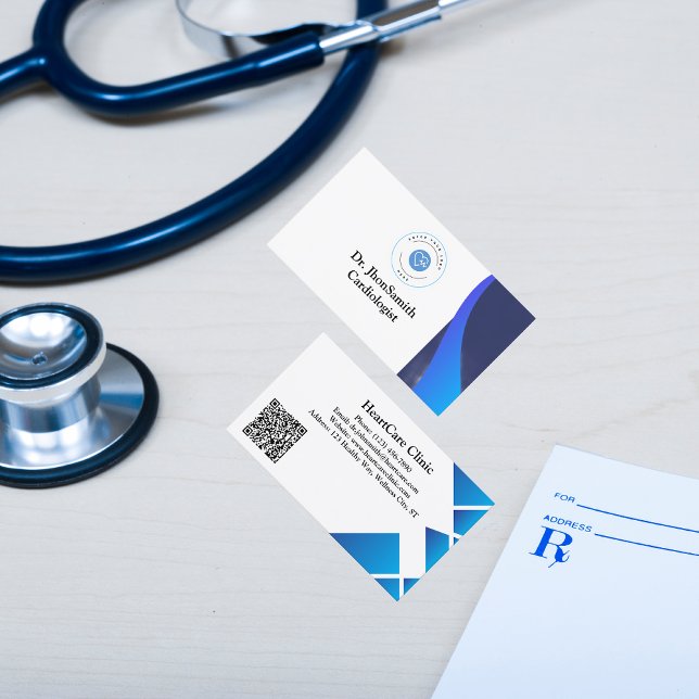  Blue theme Customised Logo QR Doctor Business Card (Creator Uploaded)