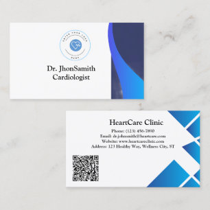 Blue theme Customized Logo QR Doctor Business Card