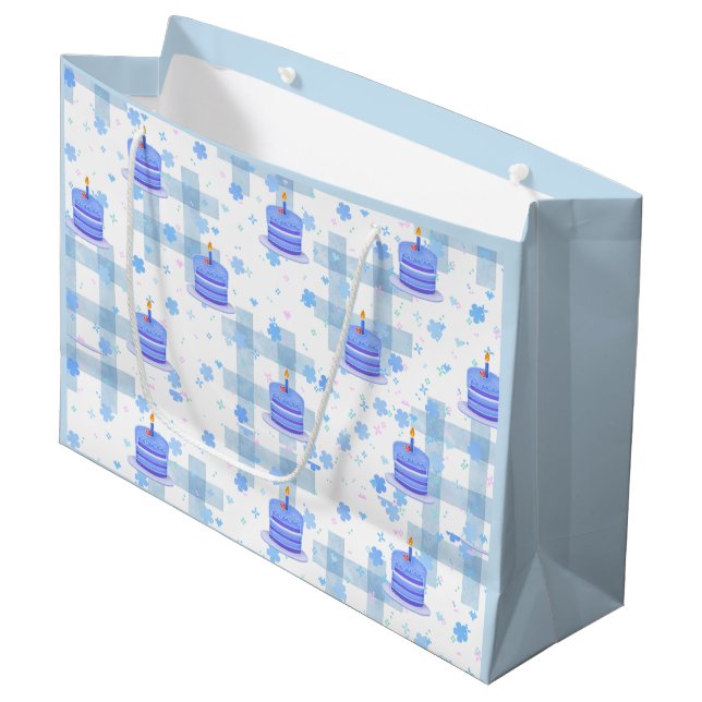 Blue-Themed Birthday Large Gift Bag (Front Angled)