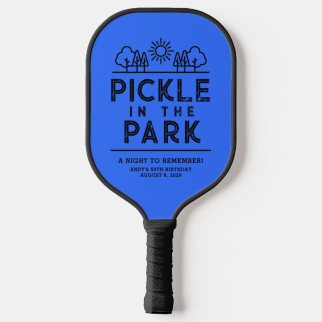 Blue Themed Birthday Party Pickleball Paddle (Back)