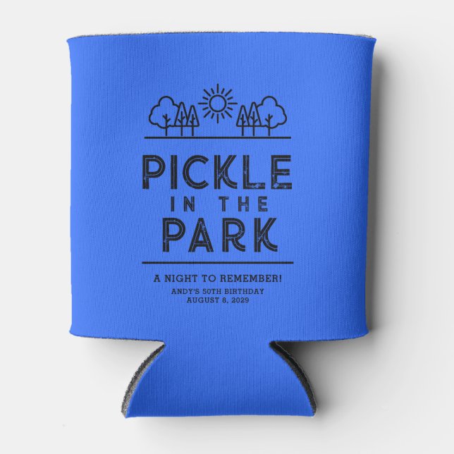 Blue Themed Birthday Party Pickleball Paddle Can Cooler (Front)
