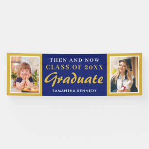 Blue Then and Now Class of 2026 Graduation Photo Banner