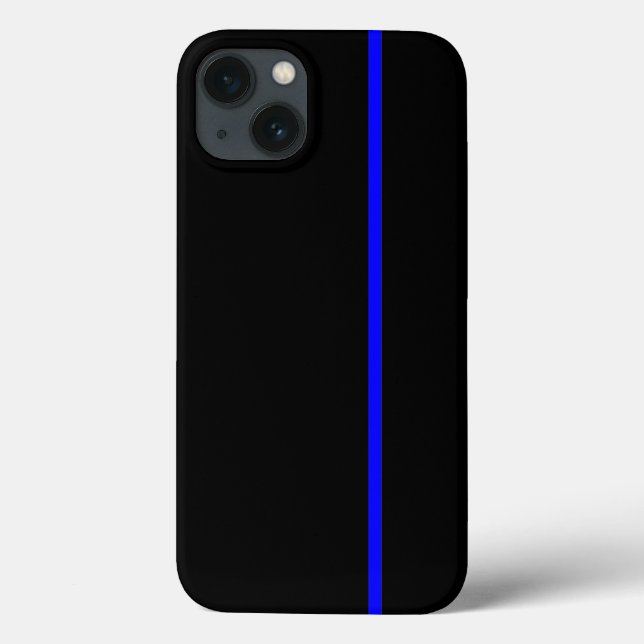 Blue Thin Vertical Line on Black Case-Mate iPhone Case (Back)
